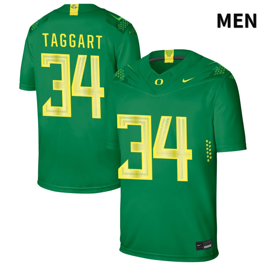 Oregon Ducks Men's #34 Harrison Taggart Football College Authentic Green NIL 2022 Nike Jersey LUX31O6B